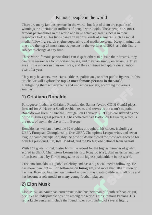 Famous people in the world 2