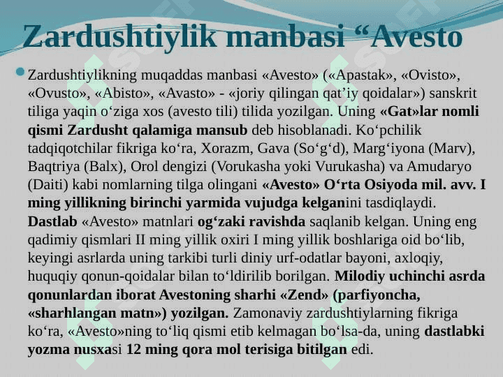 Zardushtiylik dini (TAQDIMOT) 4