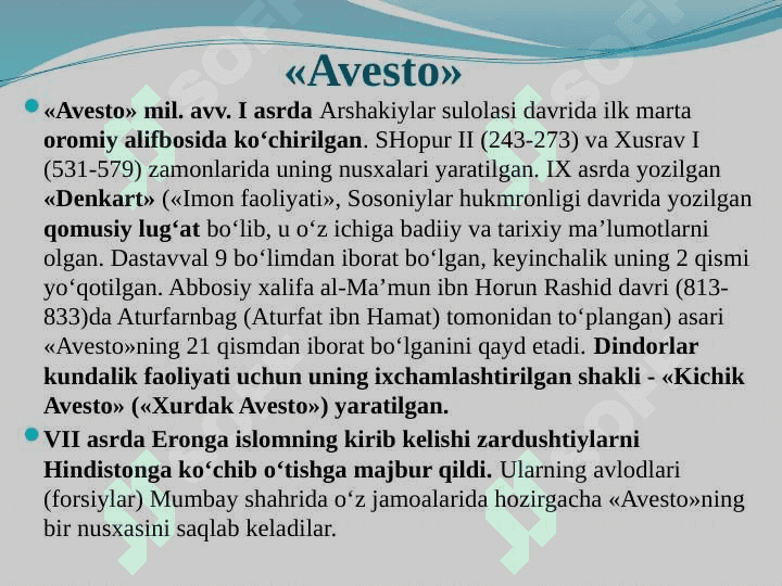 Zardushtiylik dini (TAQDIMOT) 5