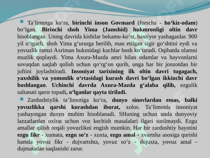 Zardushtiylik dini (TAQDIMOT) 8