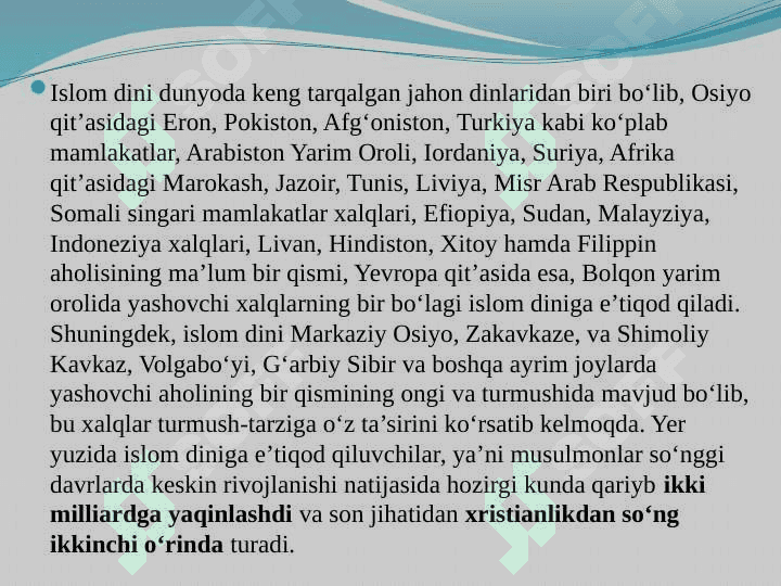 Islom dini (TAQDIMOT) 2