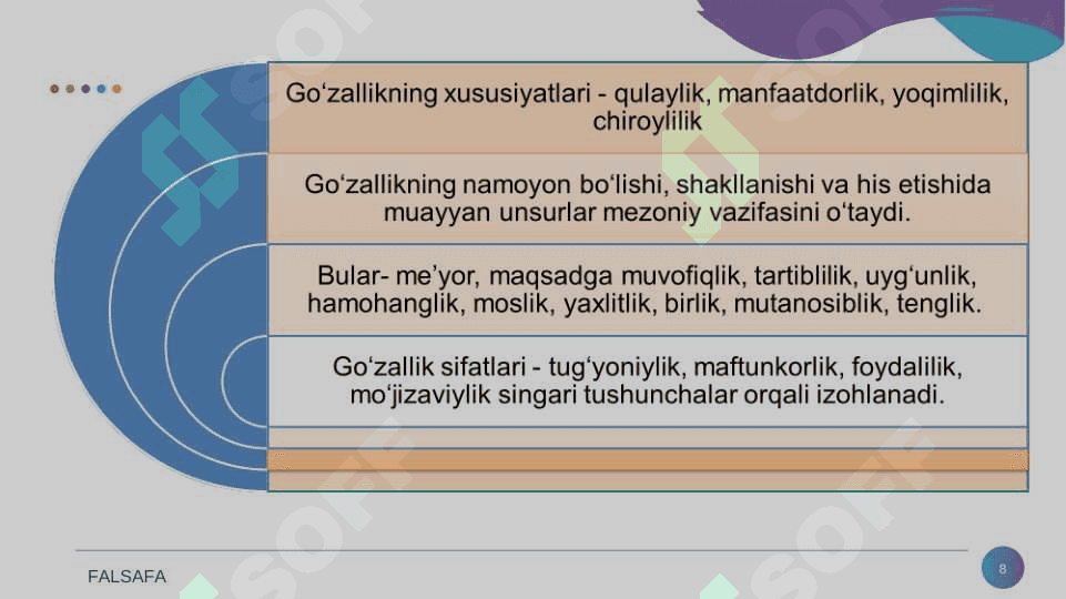 Nafosat falsafasi (Estetika) 8