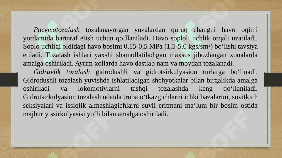 TA’MIRLASH OB’YEKTINI TOZALASHNING TEXNOLOGIK USULLARI 8