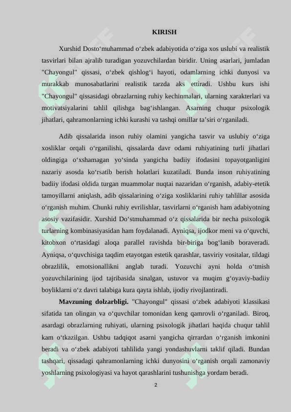 XURSHID DOʻSTMUHAMMADNING CHAYONGUL QISSASIDA OBRAZLAR RUHIYATI.KURS ISHI.docx 2