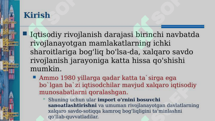 Xalqaro savdo va Iqtisodiy rivojlanish 6