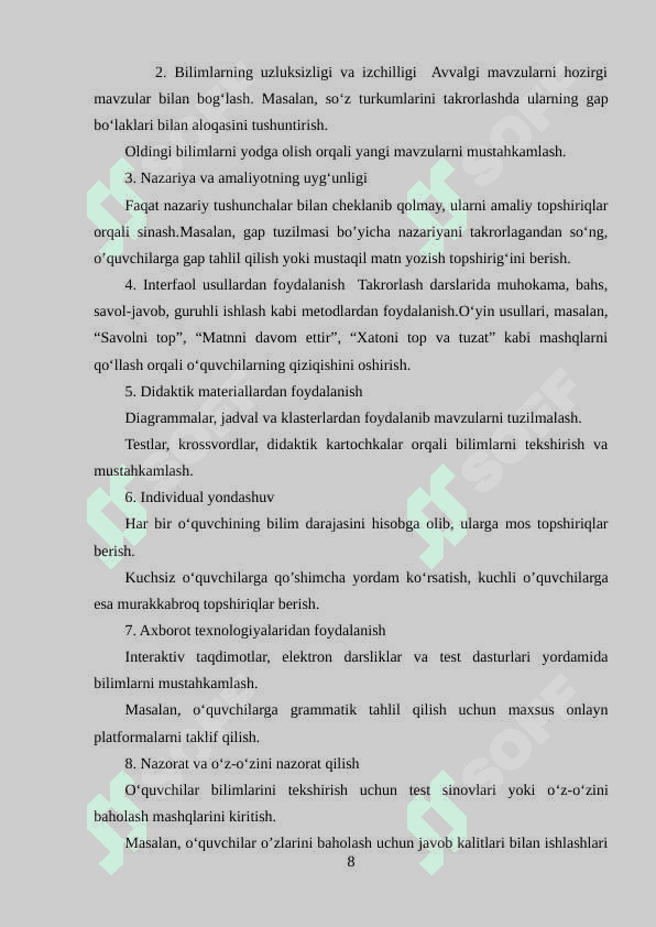 Ona tilidan takrorlash darslarini tashkil etish 8