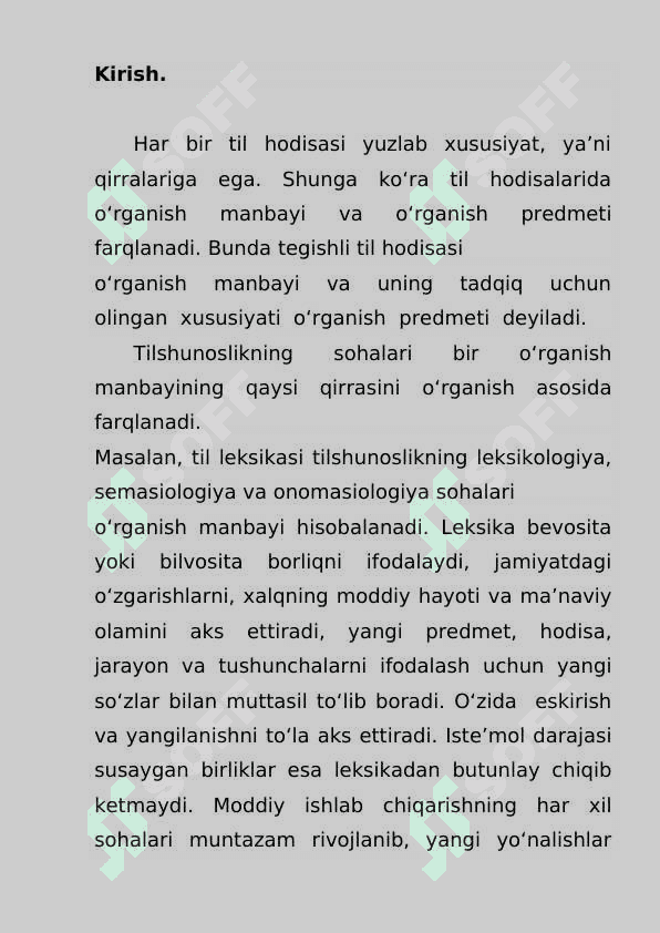 Leksik,Semantik sath va uning birligi mavzusida kurs ishi 2