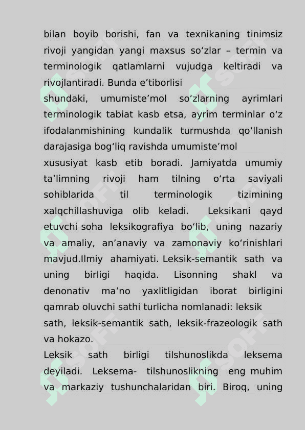Leksik,Semantik sath va uning birligi mavzusida kurs ishi 3