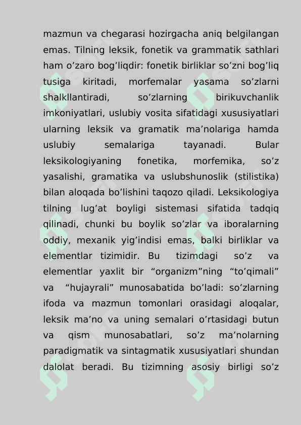 Leksik,Semantik sath va uning birligi mavzusida kurs ishi 4