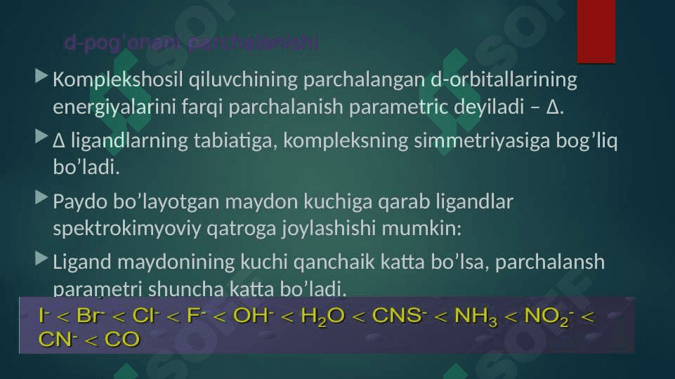 Kompleks birikmalarda kimyoviy bog’lanish pptx 8
