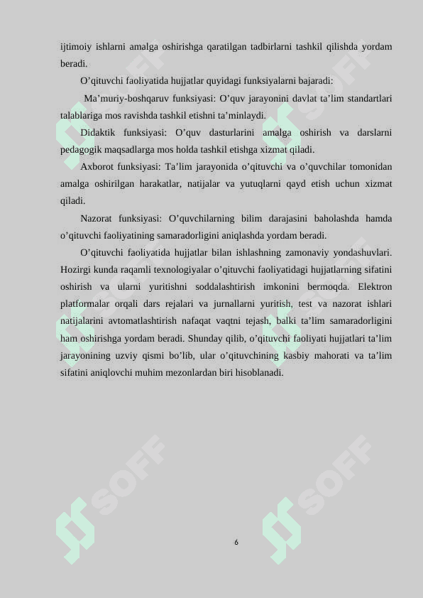 Ona tili o’qitish metodikasi fanida o’qituvchi faoliyatida qo’llaniladigan hujjatlar. Darsdan tashqari ishlarni tashkil qilish metodikasi 6