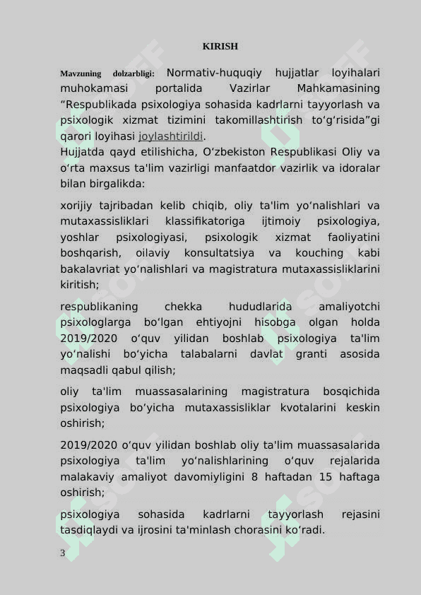 Psixologik xizmatning normativ ishchi hujjatlari 3