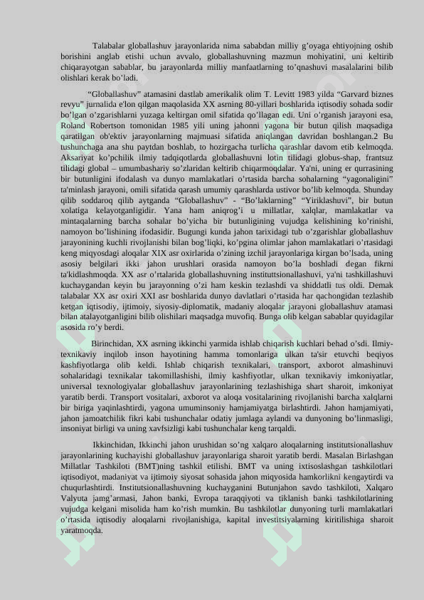 Globallashuv va mafkuraviy jarayonlar 2