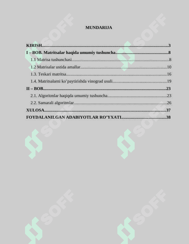 MATRITSALARNI KO’PAYTIRISHDA VINOGRAD USULI VA SAMARALI ALGORITMLAR 2