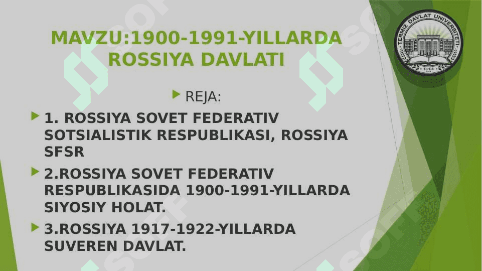 1900-1991-YILLARDA ROSSIYA DAVLATI 2