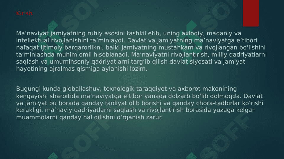 Davlat va jamiyatda maʼnaviyatga eʼtibor 2