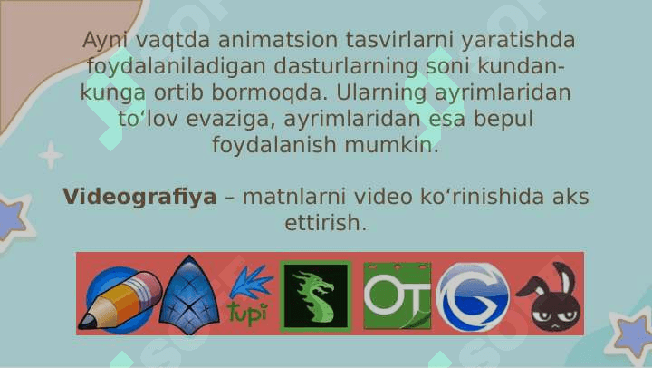 ANIMATSION DASTURLAR VA ULARNING IMKONIYATLARI 2