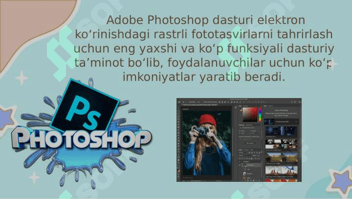 ADOBE PHOTOSHOP DASTURI INTERFEYSI VA USKUNALAR PANELI 2