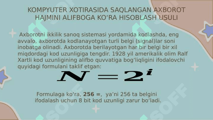 AXBOROT HAJMINI O‘LCHASH 4