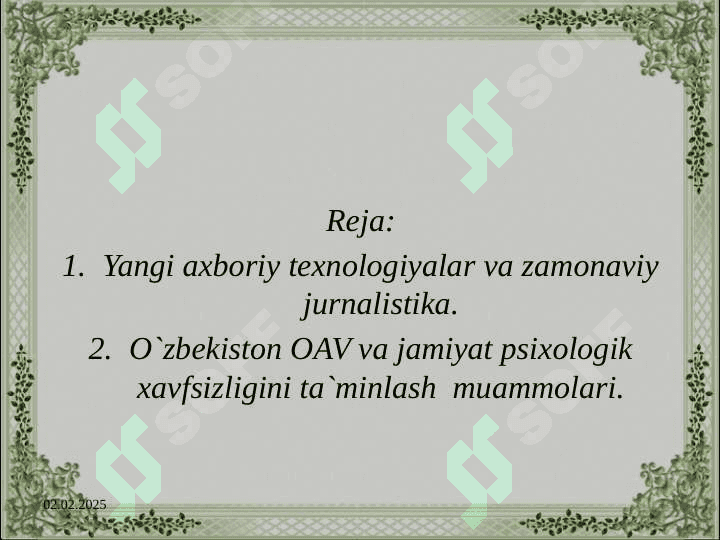 O'zbekiston Respublikasida ommaviy axborot vositalarining faoliyati 2