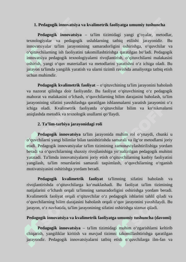 Pedagogik jarayonning modeli va kvalimetrik diagnostikasi 3