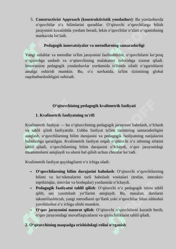 Pedagogik jarayonning modeli va kvalimetrik diagnostikasi 7