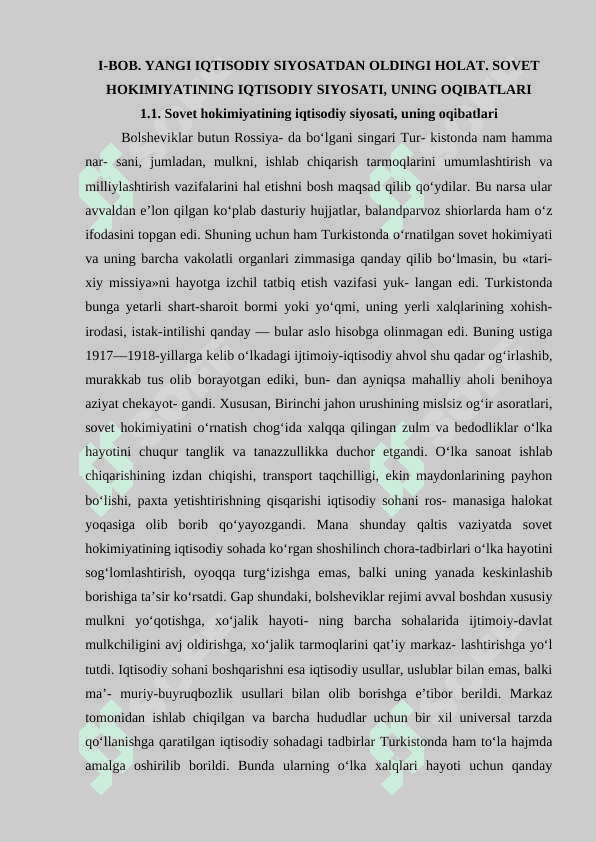 YANGI IQTISODIY SIYOSAT VA UNING OQIBATLARI 2