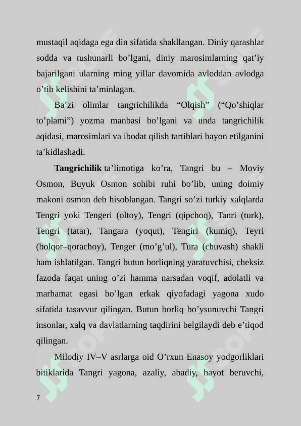 TANGRICHILIK DINI 7