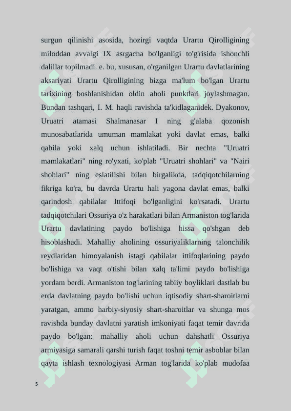 URARTU PODSHOLIGI 5