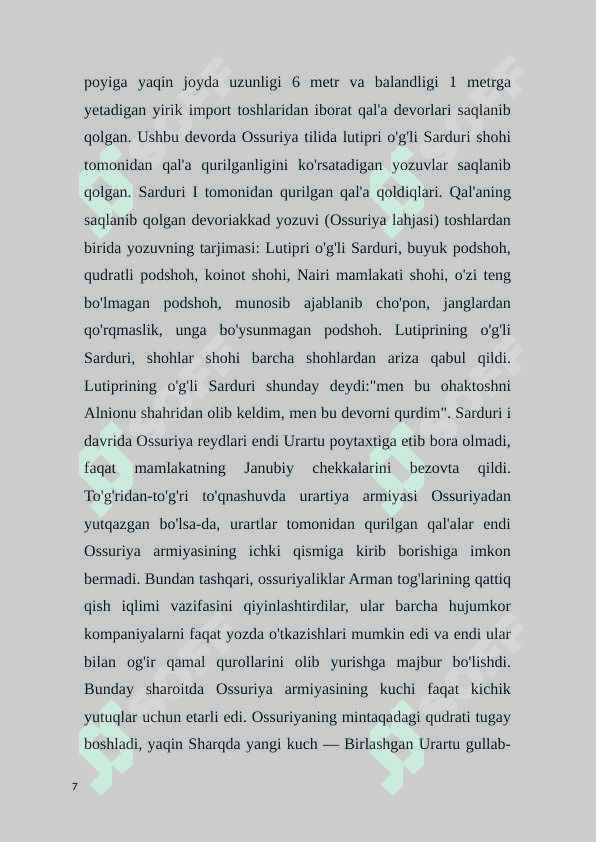 URARTU PODSHOLIGI 7