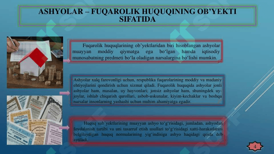 Fuqarolik huquqiy munosabat obʼektlari 4