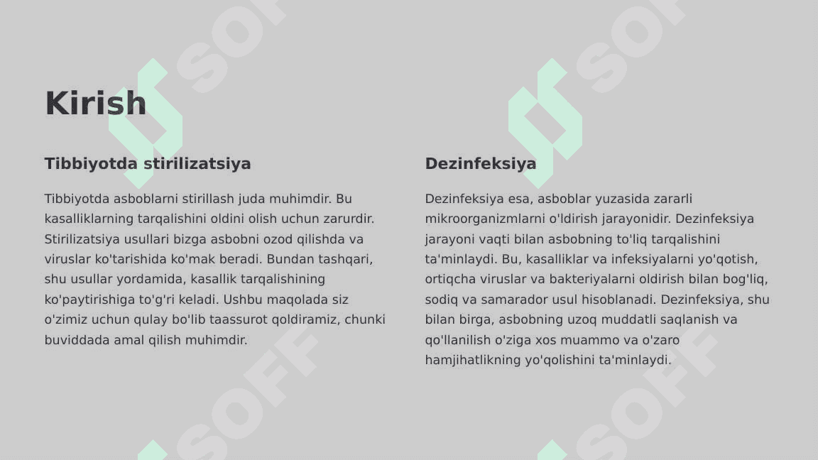 Stirilizatsiya va dezinfeksiya. Asboblarni stirillash bosqichlari 2 3
