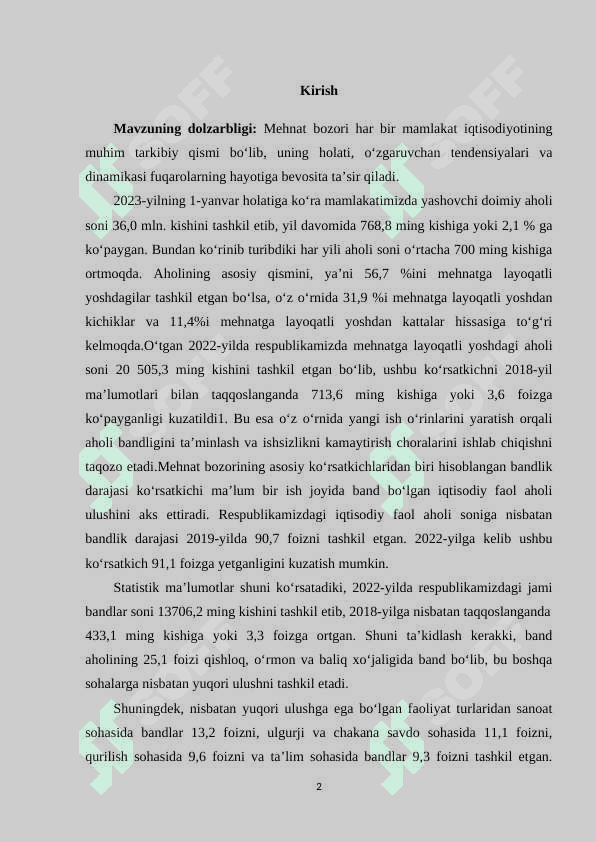 O’ZBEKISTON RESPUBLIKASINING MEHNAT BOZORINING SHAKLLANISHI 2