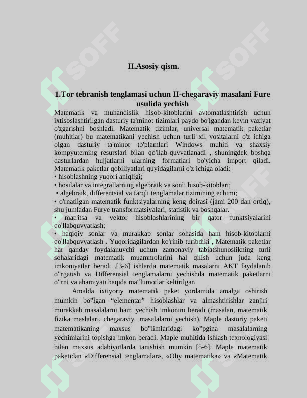 Tor tebranish masalasi uchun aralash masala 5