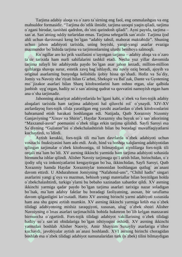 BADIIY TARJIMA VA UNING ADABIY ALOQALARDAGI O`RNI 2