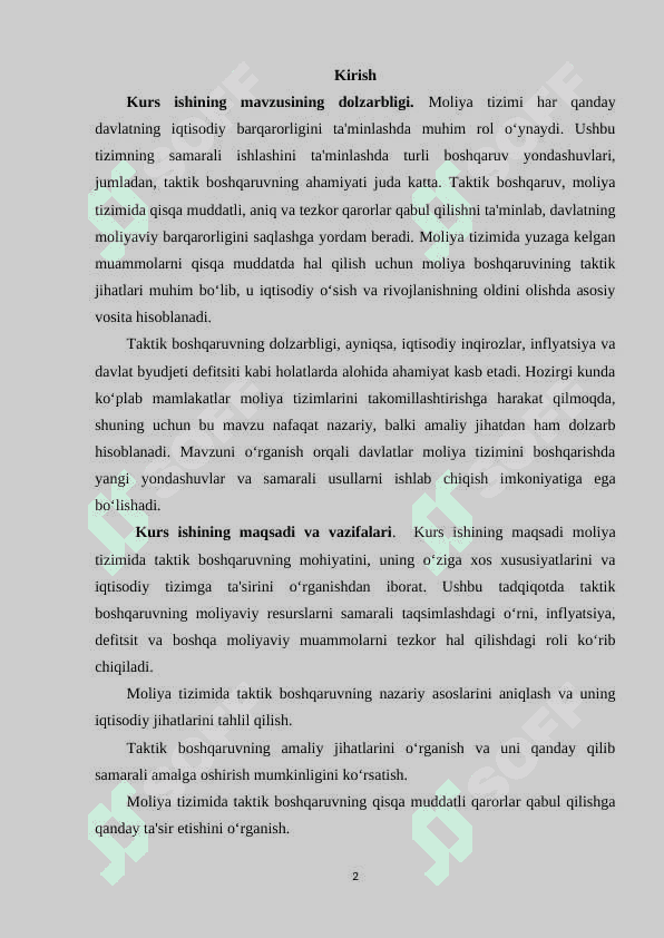 MOLIYA TIZIMIDA BOSHQARUVNING UMUMIY ASOSLARI 2
