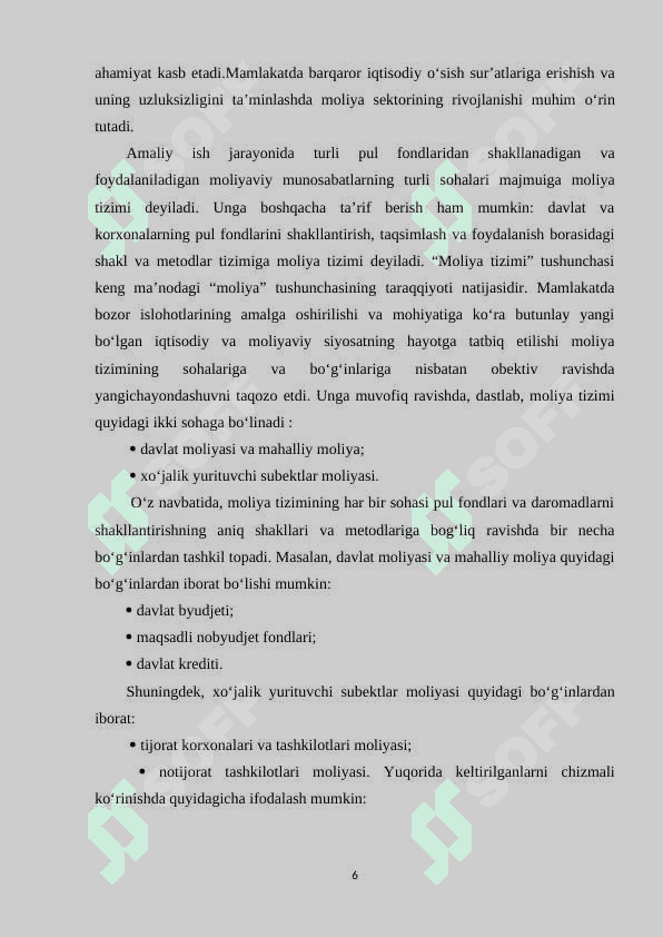 MOLIYA TIZIMIDA BOSHQARUVNING UMUMIY ASOSLARI 6