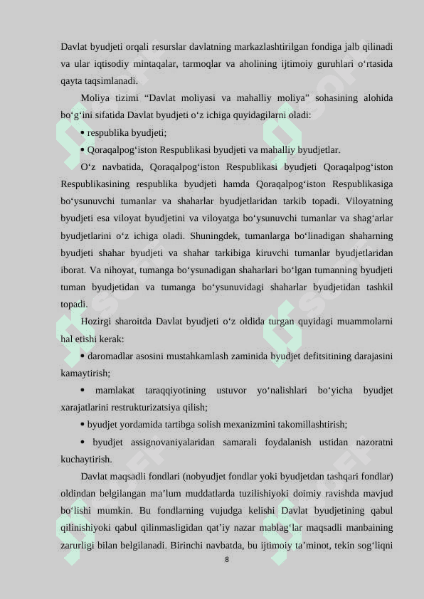 MOLIYA TIZIMIDA BOSHQARUVNING UMUMIY ASOSLARI 8