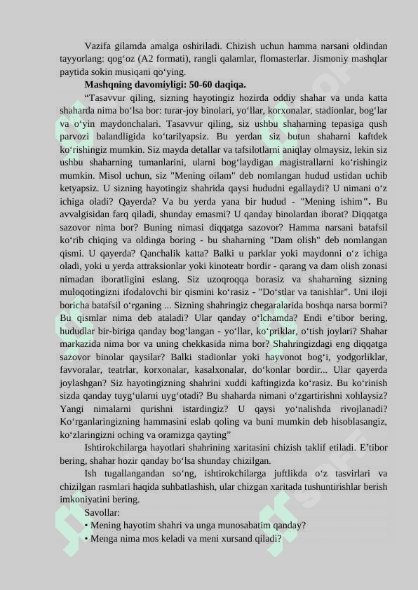"Maqsadni belgilash" Trening ishlanma 2