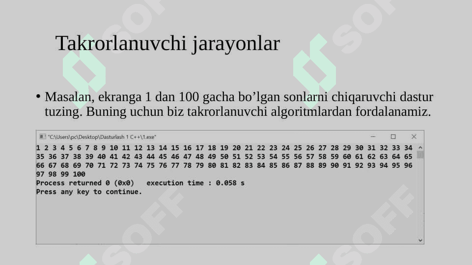 Takrorlanuvchi jarayonlar va ularni dasturlash. 3