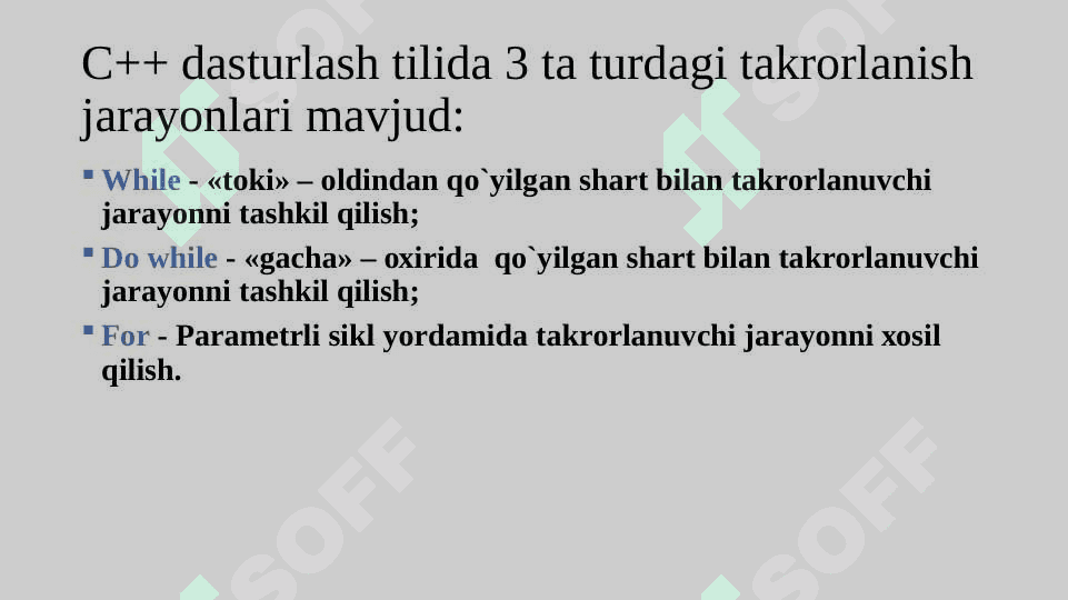 Takrorlanuvchi jarayonlar va ularni dasturlash. 4
