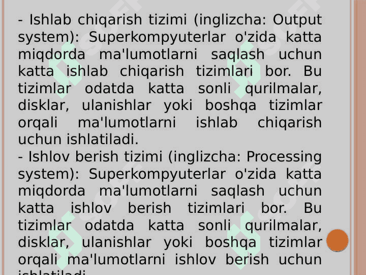 Superkompyuterlarga misollar(qurilish, ishlash tamoyillari,mikrosxemalar) 6