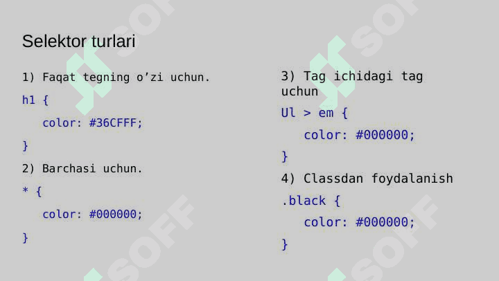 CSS sintaksisi va texnologiyalari 7