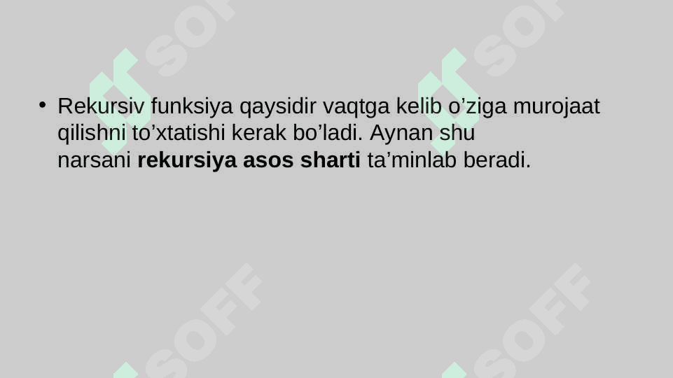 Rekursiya va rekursiv triada tushunchasi. Rekursiya konsepsiyasi va qo’llanilishiga misol 4