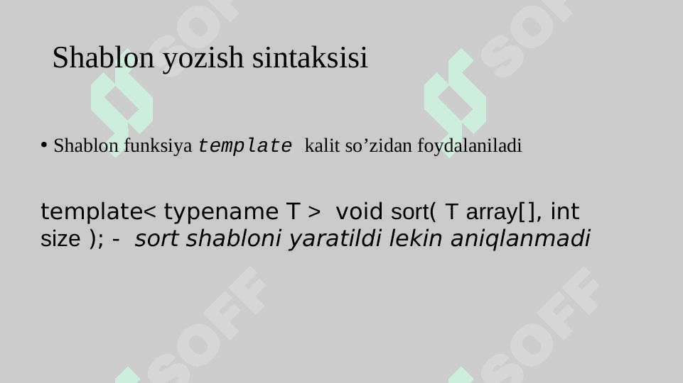 Klass va funksiyalar shablonlari. Klass va funksiyalar shablonlarini dasturlash. Shablonlarning standart kutubxonasi (ShSK). ShSK-komponentalari 7