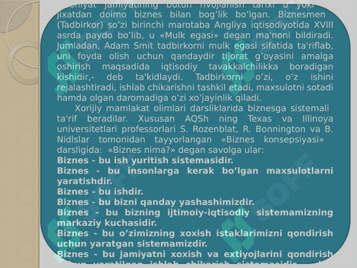 mavzu : kichik biznes va xususiy tadbirkorlik 4