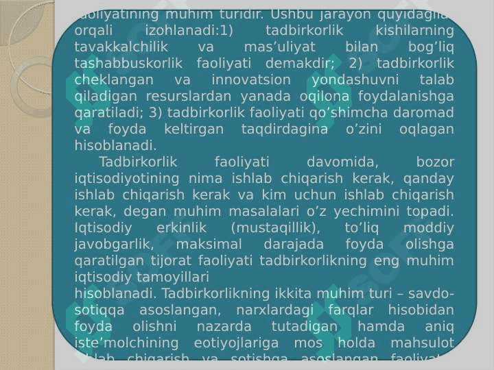 mavzu : kichik biznes va xususiy tadbirkorlik 7