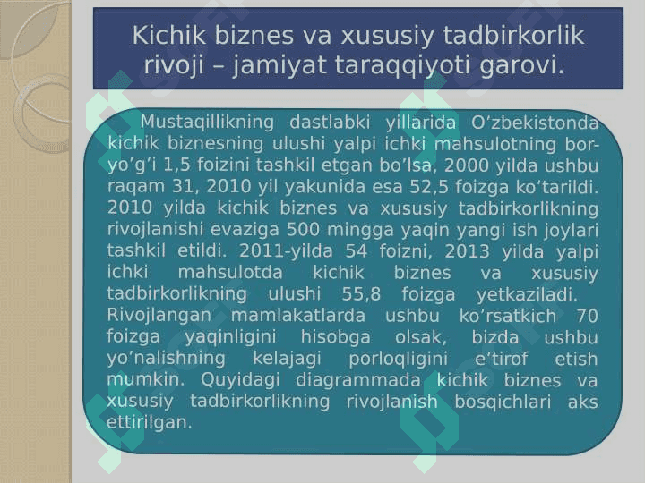 mavzu : kichik biznes va xususiy tadbirkorlik 8