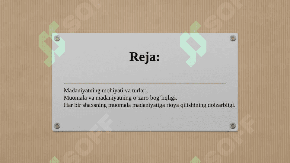 Muomala qonuniyatlari 2