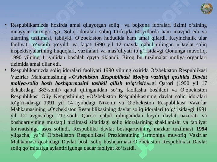 SOLIQ TIZIMINING TASHKIL ETILISHI 3